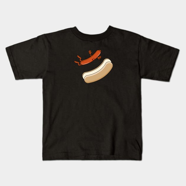 Jumping Hot Dog Kids T-Shirt by vpdesigns